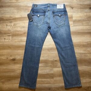 True Religion Jeans Men 32x34 Ricky Relaxed Straight Stretch Flap Pockets NEW
